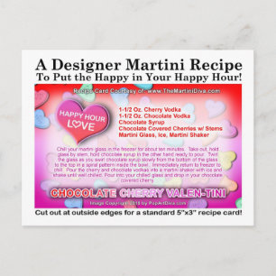 Chocolate Cherry Valentine Martini Recipe Postcard