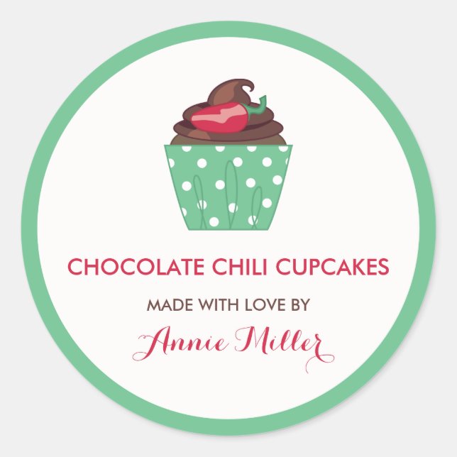 Chocolate Chilli Cupcakes Homemade Baking Classic Round Sticker (Front)