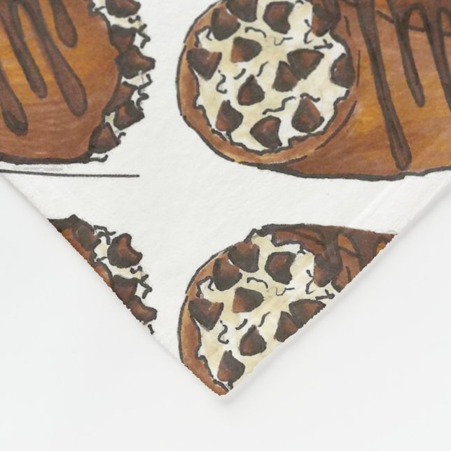 Chocolate Chip Cannoli Italian Dessert Pastry Fleece Blanket (Corner)