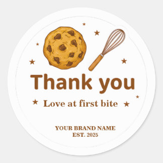 Chocolate Chip Cookie and Whisk Bakery Thank You Classic Round Sticker