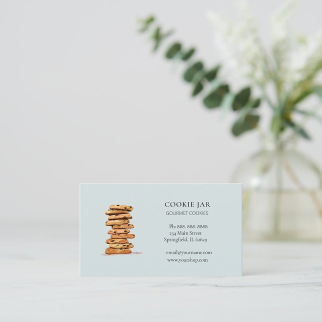Chocolate chip cookie Bakery Blue  Business  Card (Standing Front)