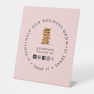 Chocolate Chip Cookie Bakery Social media follow   Pedestal Sign