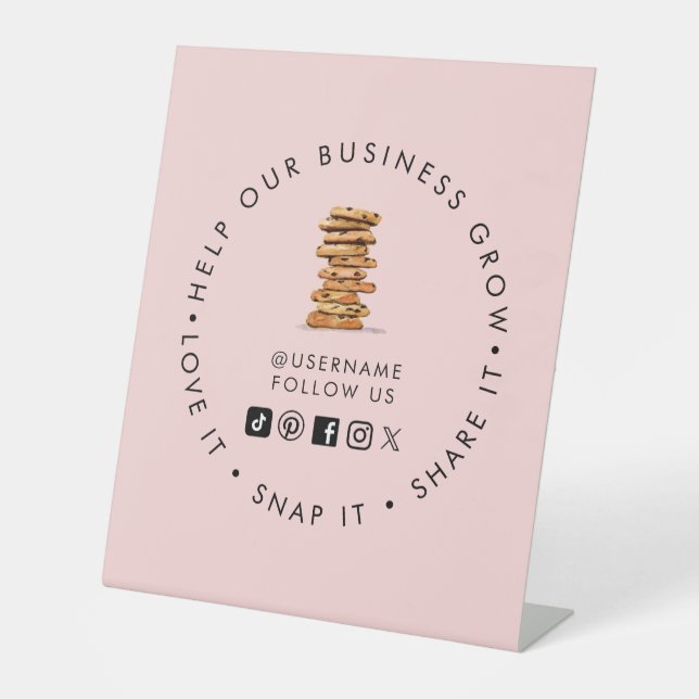 Chocolate Chip Cookie Bakery Social media follow   Pedestal Sign (Front)