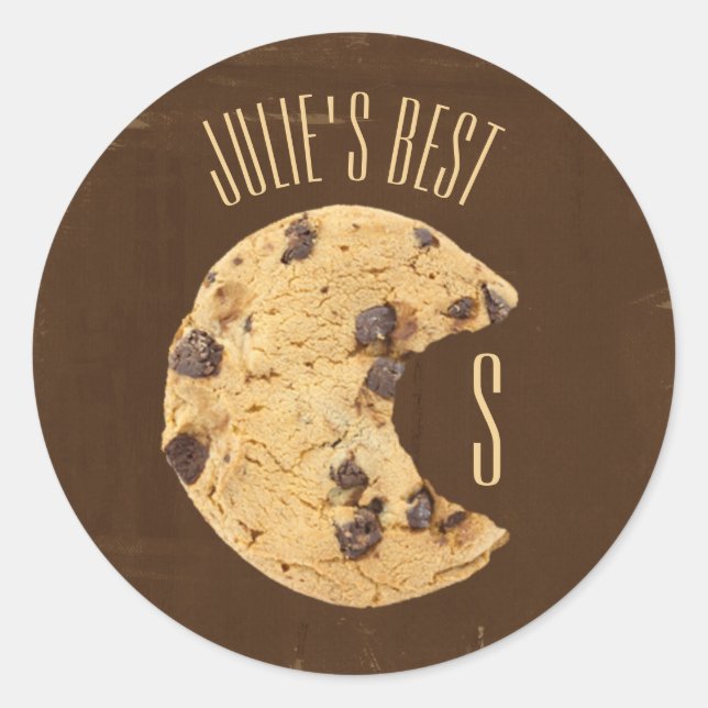 Chocolate Chip Cookie Bite Classic Round Sticker (Front)