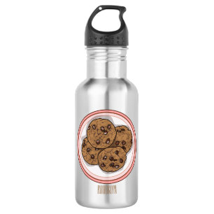 Chocolate chip cookie cartoon illustration 532 ml water bottle