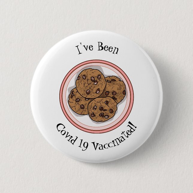 Chocolate chip cookie cartoon illustration 6 cm round badge (Front)