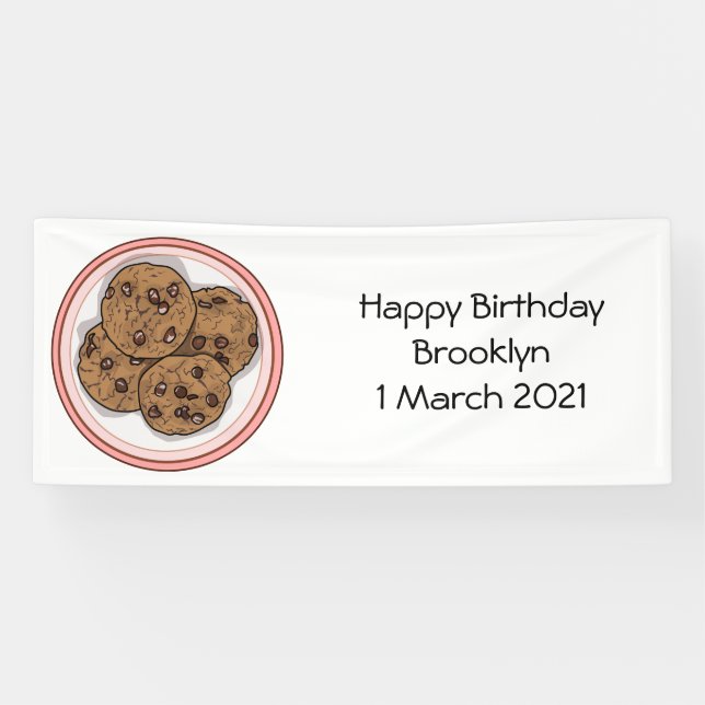 Chocolate chip cookie cartoon illustration banner (Horizontal)