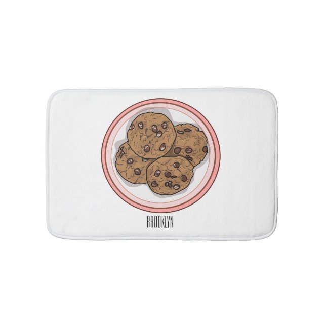 Chocolate chip cookie cartoon illustration bath mat (Front)