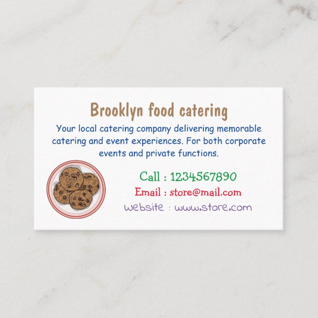 Chocolate chip cookie cartoon illustration business card (Front)