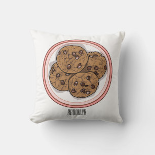 Chocolate chip cookie cartoon illustration  cushion
