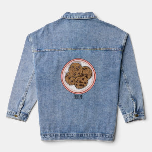 Chocolate chip cookie cartoon illustration denim jacket