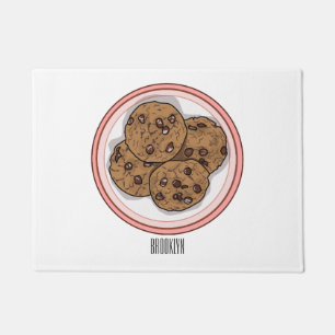 Chocolate chip cookie cartoon illustration doormat