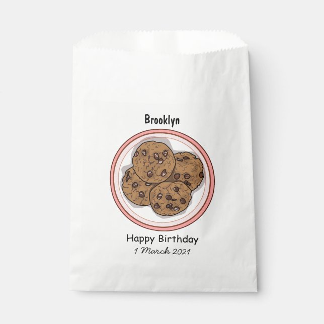 Chocolate chip cookie cartoon illustration  favour bags (Front)