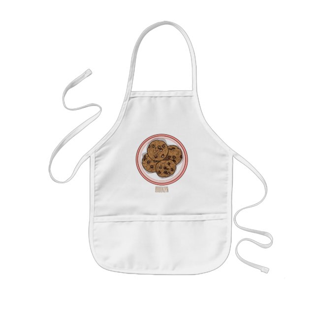 Chocolate chip cookie cartoon illustration  kids apron (Front)