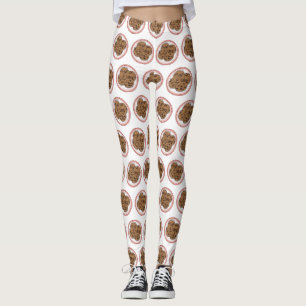 Chocolate chip cookie cartoon illustration  leggings