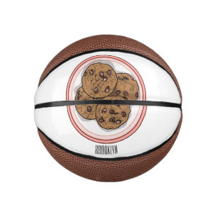 Chocolate chip cookie cartoon illustration mini basketball