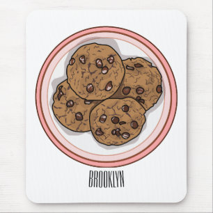 Chocolate chip cookie cartoon illustration  mouse mat