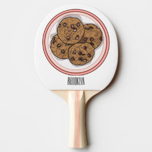 Chocolate chip cookie cartoon illustration ping pong paddle