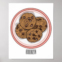 Chocolate chip cookie cartoon illustration