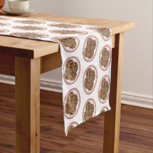 Chocolate chip cookie cartoon illustration  short table runner