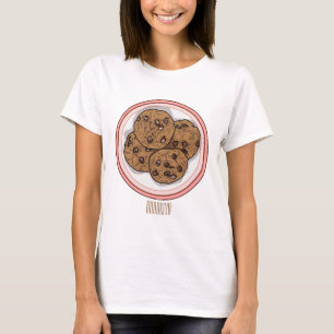 Chocolate chip cookie cartoon illustration  T-Shirt