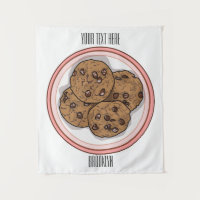 Chocolate chip cookie cartoon illustration