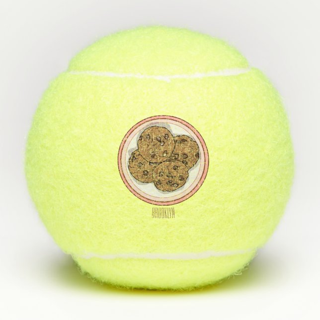Chocolate chip cookie cartoon illustration  tennis balls (Front)