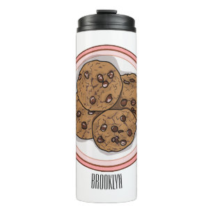 Chocolate chip cookie cartoon illustration thermal tumbler