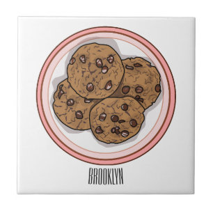 Chocolate chip cookie cartoon illustration  tile