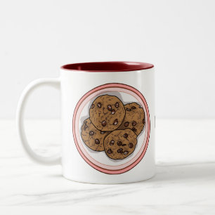Chocolate chip cookie cartoon illustration Two-Tone coffee mug