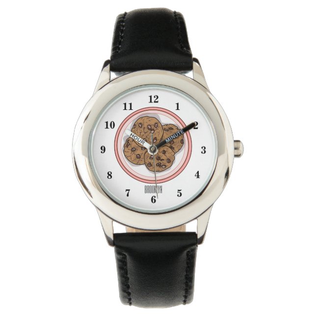Chocolate chip cookie cartoon illustration watch (Front)