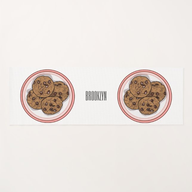 Chocolate chip cookie cartoon illustration  yoga mat (Front (Horizontal))