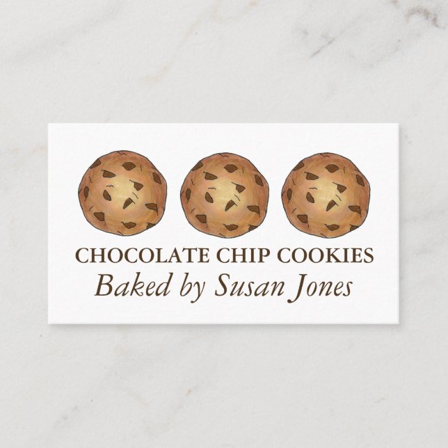 Chocolate Chip Cookie Cookies Baked By Bakery Food Business Card (Front)