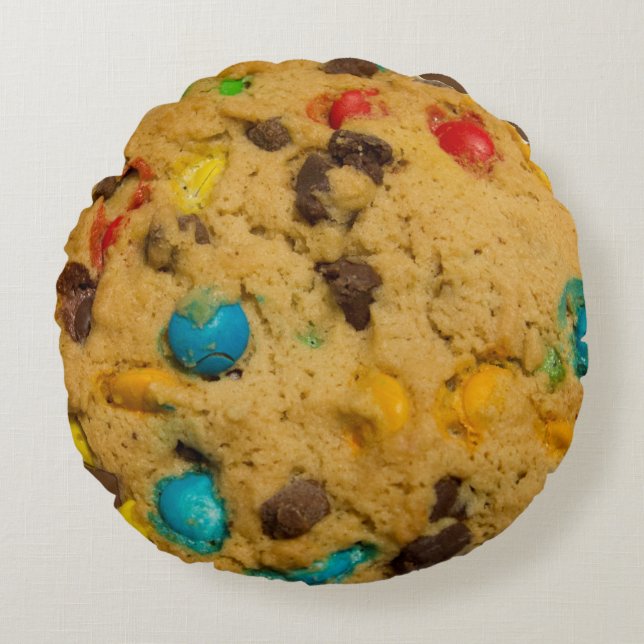 Chocolate chip cookie cute funny foodie dessert round cushion (Front)