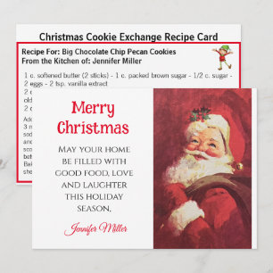 Chocolate Chip Cookie Exchange Recipe Christmas Holiday Card