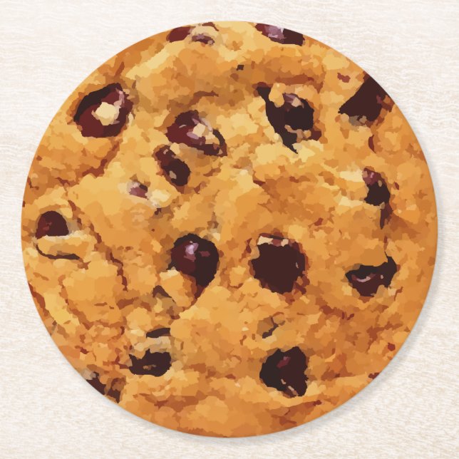 Chocolate Chip Cookie Funny  Round Paper Coaster (Front)