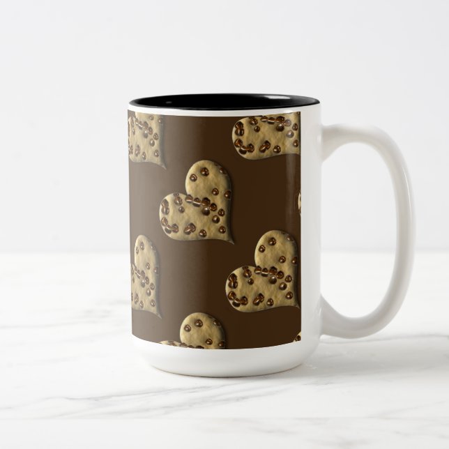 Chocolate Chip Cookie Hearts Pattern Coffee Mug (Right)