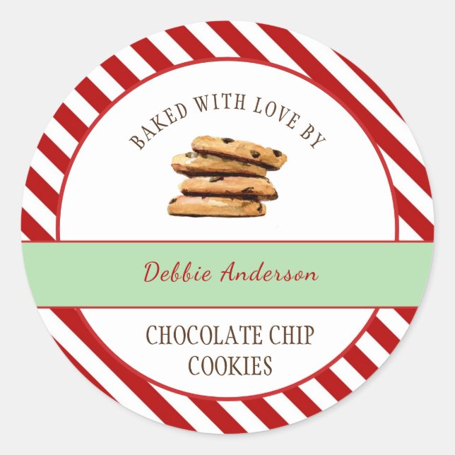 Chocolate Chip Cookie Holiday Bakers  Classic Round Sticker (Front)