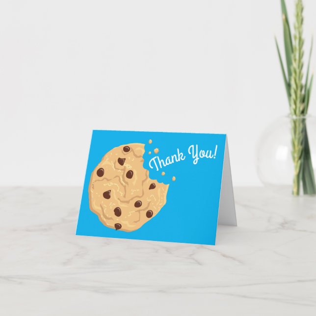 Chocolate Chip Cookie Kids 1st Birthday Party Blue Card (Front)