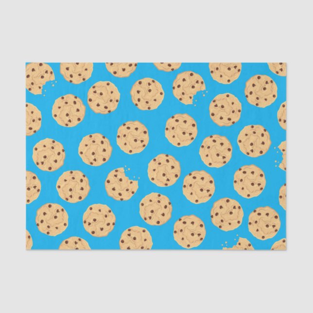 Chocolate Chip Cookie Kids 1st Birthday Party Blue Tissue Paper (Front)