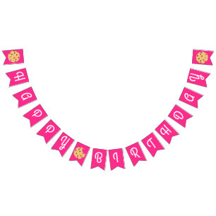 Chocolate Chip Cookie Kids 1st Birthday Party Pink Bunting
