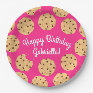 Chocolate Chip Cookie Kids 1st Birthday Party Pink Paper Plate