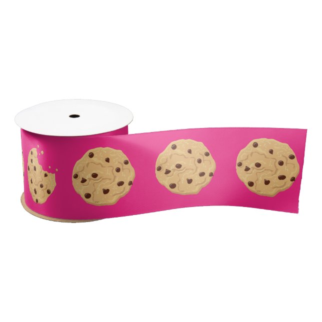 Chocolate Chip Cookie Kids 1st Birthday Party Pink Satin Ribbon (Spool)