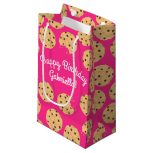 Chocolate Chip Cookie Kids 1st Birthday Party Pink Small Gift Bag