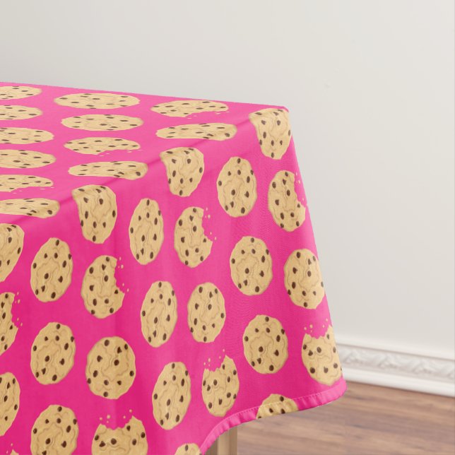 Chocolate Chip Cookie Kids 1st Birthday Party Pink Tablecloth (In Situ)