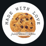 Chocolate Chip Cookie Made With love Classic Round Sticker<br><div class="desc">Made With love From The Kitchen Of Stickers-Chocolate chip cookie  decorates the personalized kitchen baking stickers.</div>