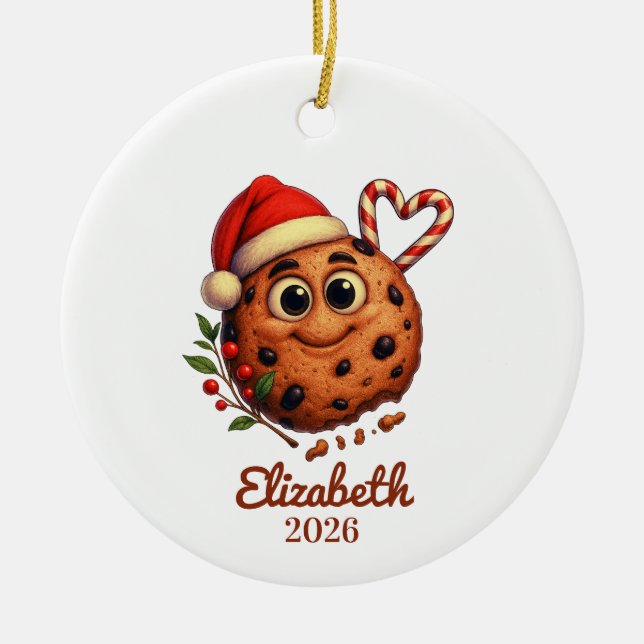 Chocolate Chip Cookie Ornament,Sweet Lovers Ceramic Tree Decoration (Front)