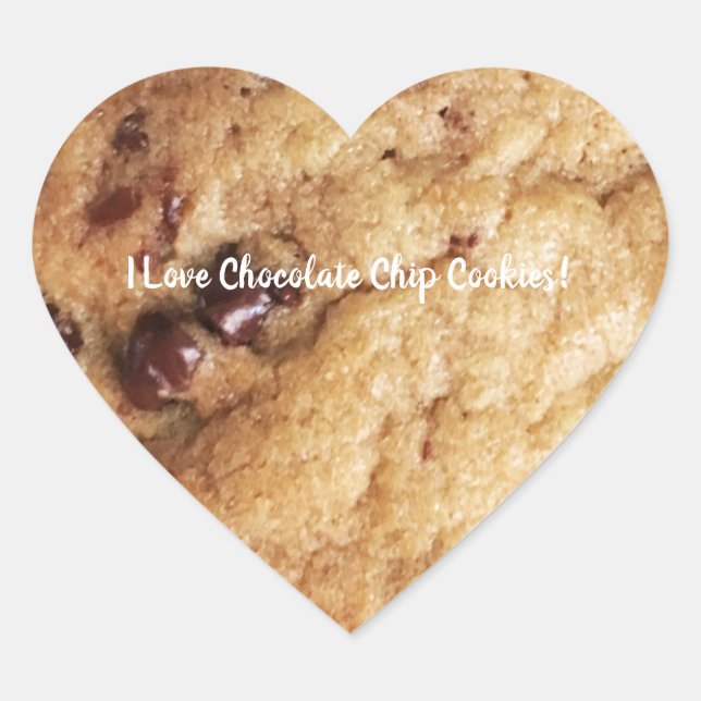 Chocolate Chip Cookie Personalised Text Heart Sticker (Front)