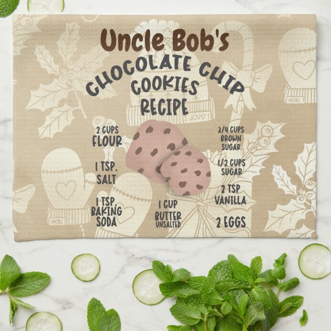 Chocolate Chip Cookie Recipe Tea Towel (Folded)