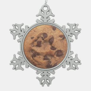 Chocolate Chip Cookie Snowflake Pewter Christmas Ornament